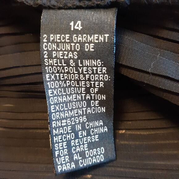 2 Piece Shell & Jacket Black Mini Pleat Beaded Set Size 14 Holiday Wear LNC - Picture 12 of 12